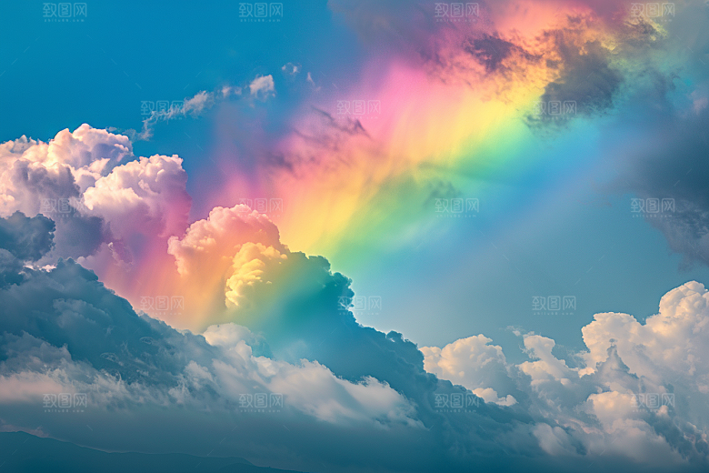 彩虹风光雨后晴空七彩摄影图