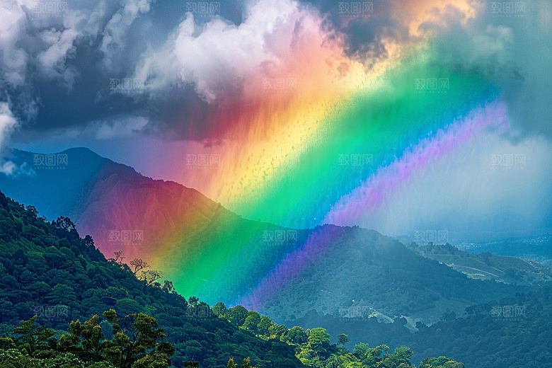 彩虹风光自然雨后晴空摄影图