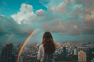 彩虹风光高清晴天摄影图