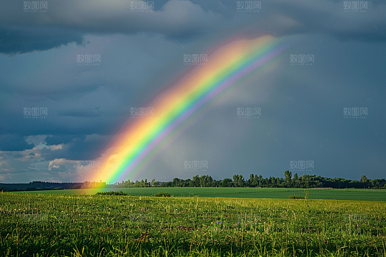 彩虹风光美景雨后晴空摄影图