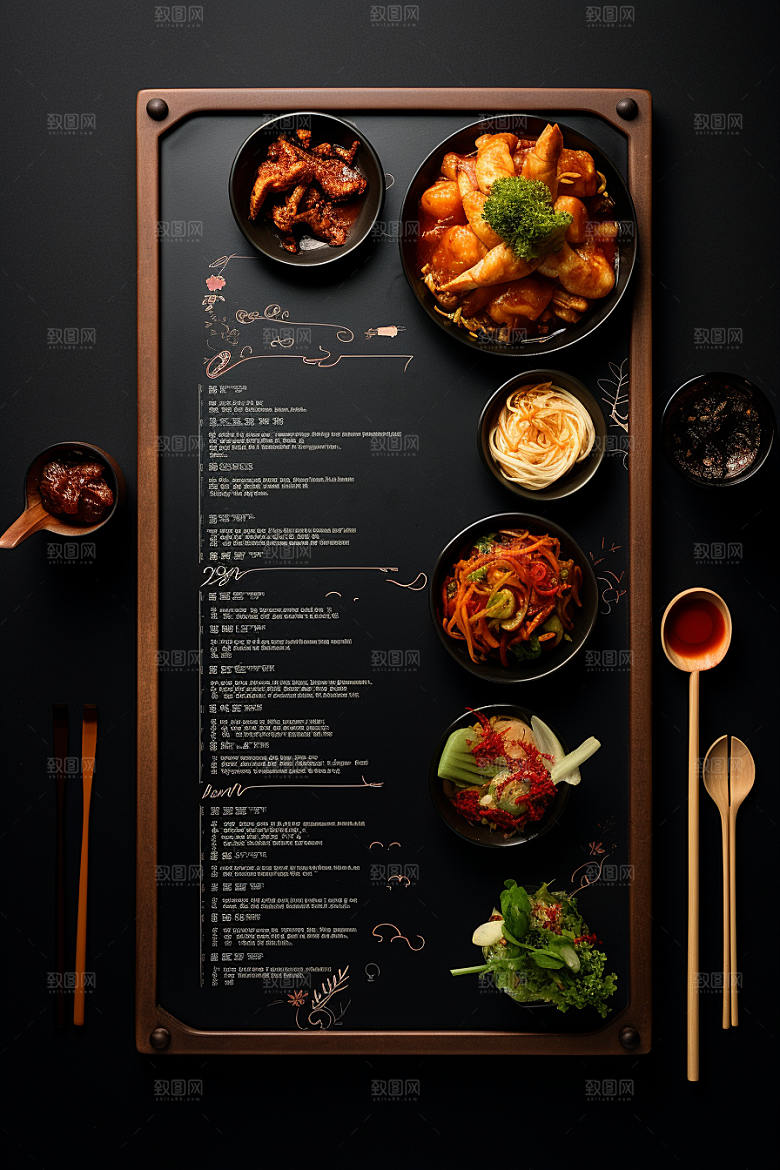 复古菜单餐馆美食样机