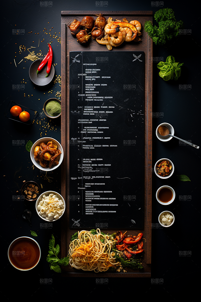 复古菜单轻食场景样机