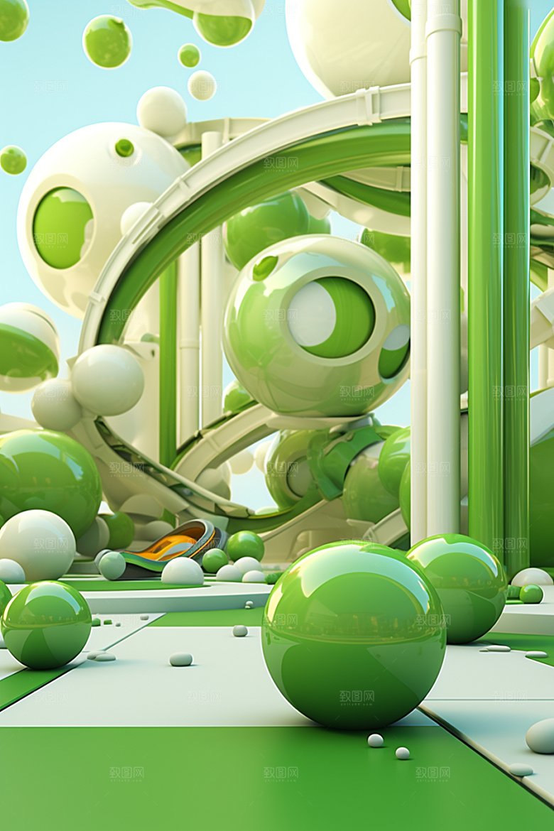 3D立体游乐园梦幻模型渲染图