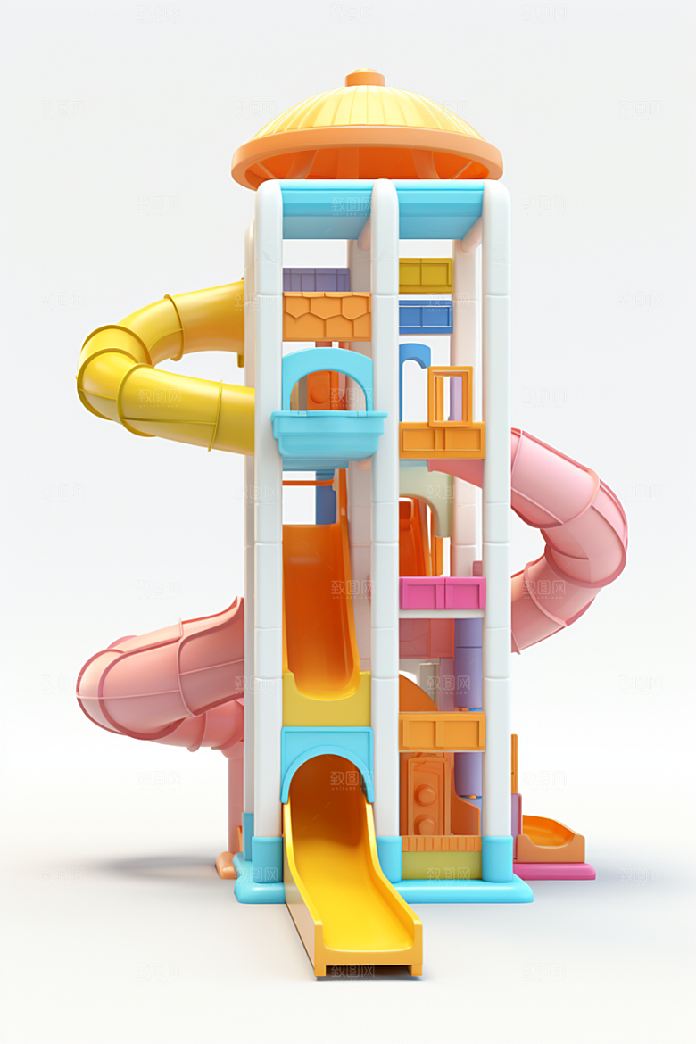 3D立体游乐园模型多巴胺渲染图
