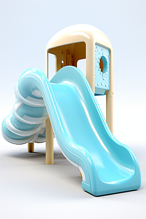 3D立体游乐园儿童乐园滑滑梯渲染图