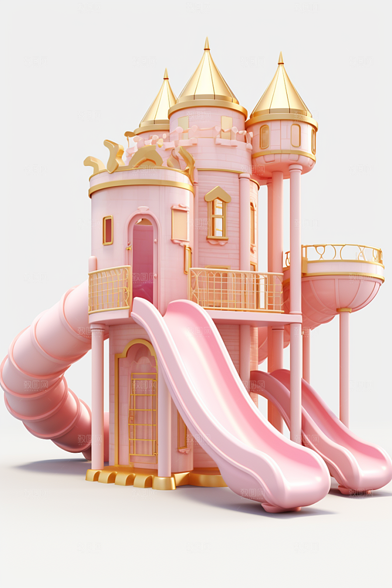 3D立体游乐园儿童乐园多巴胺渲染图