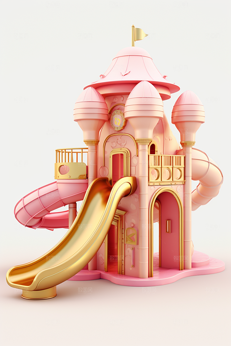 3D立体游乐园多巴胺可爱渲染图