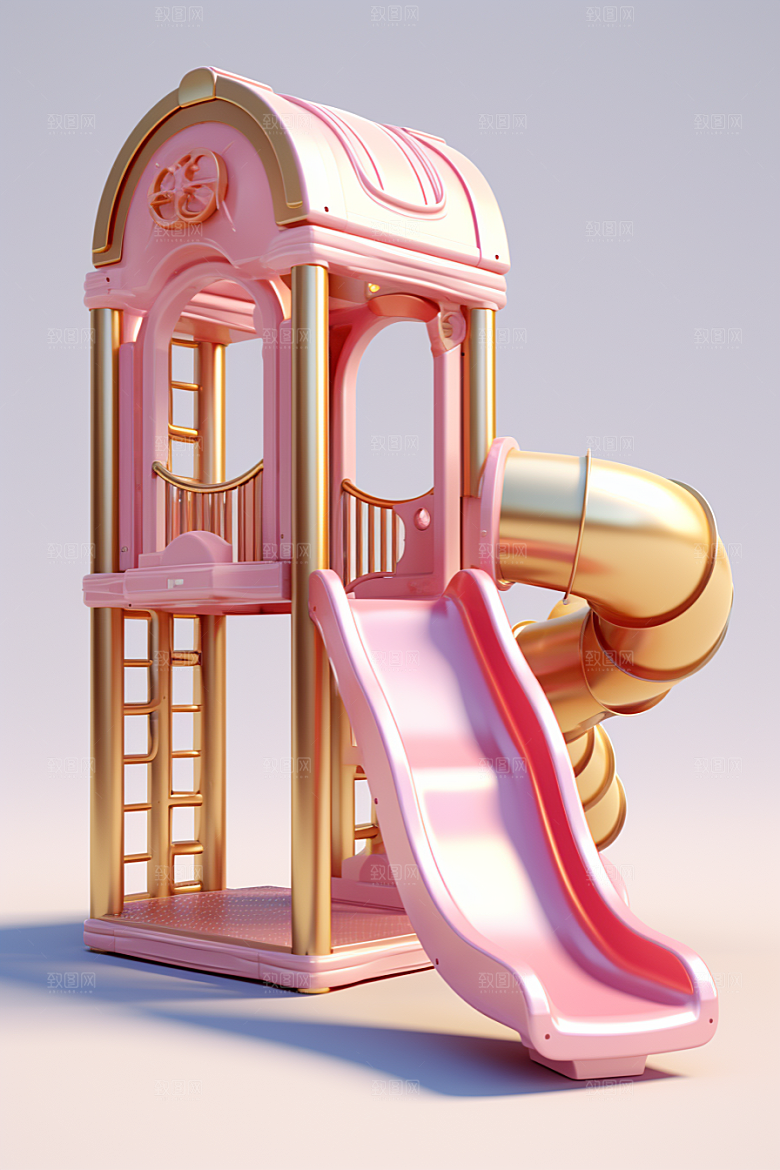 3D立体游乐园彩色多巴胺渲染图