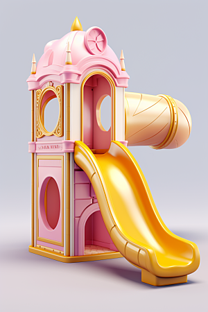 3D立体游乐园彩色儿童乐园渲染图