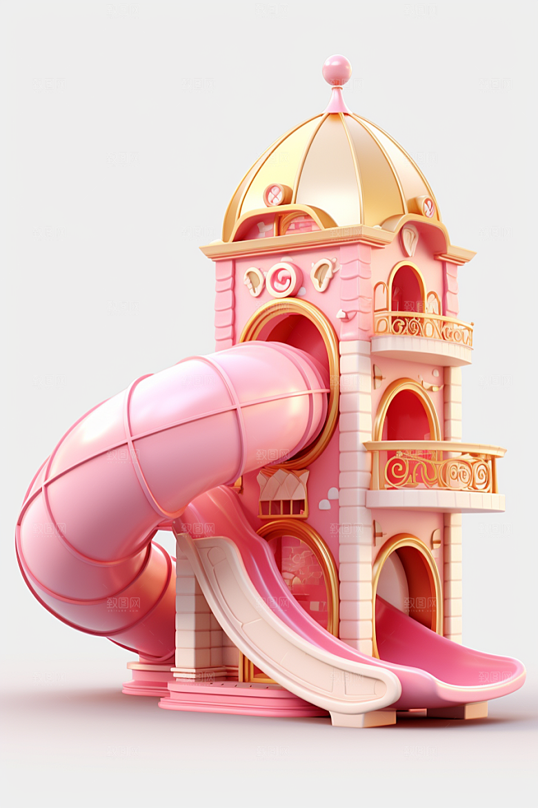 3D立体游乐园可爱模型渲染图