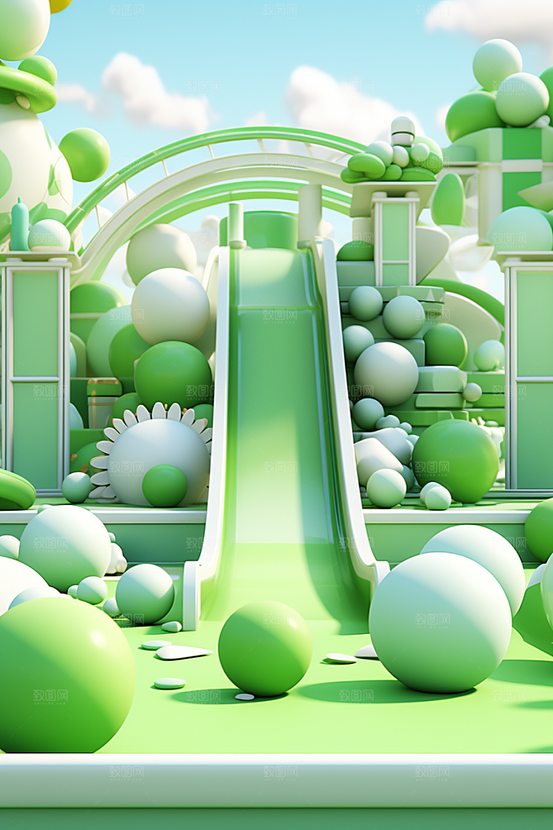 3D立体游乐园多巴胺儿童乐园渲染图