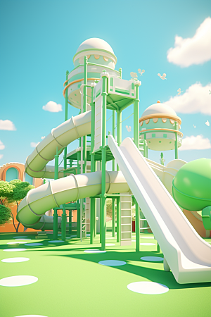 3D立体游乐园儿童乐园可爱渲染图