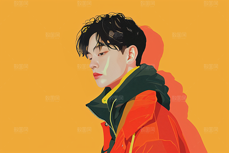 彩色潮流人物时尚鲜明插画