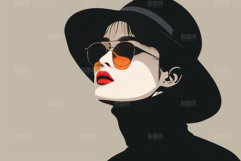 彩色潮流人物撞色鲜明插画