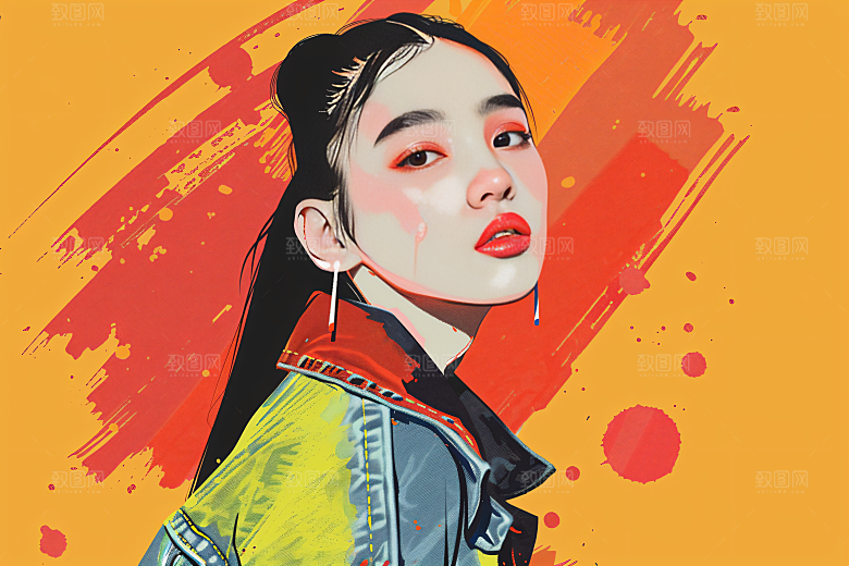 彩色潮流人物鲜明高清插画