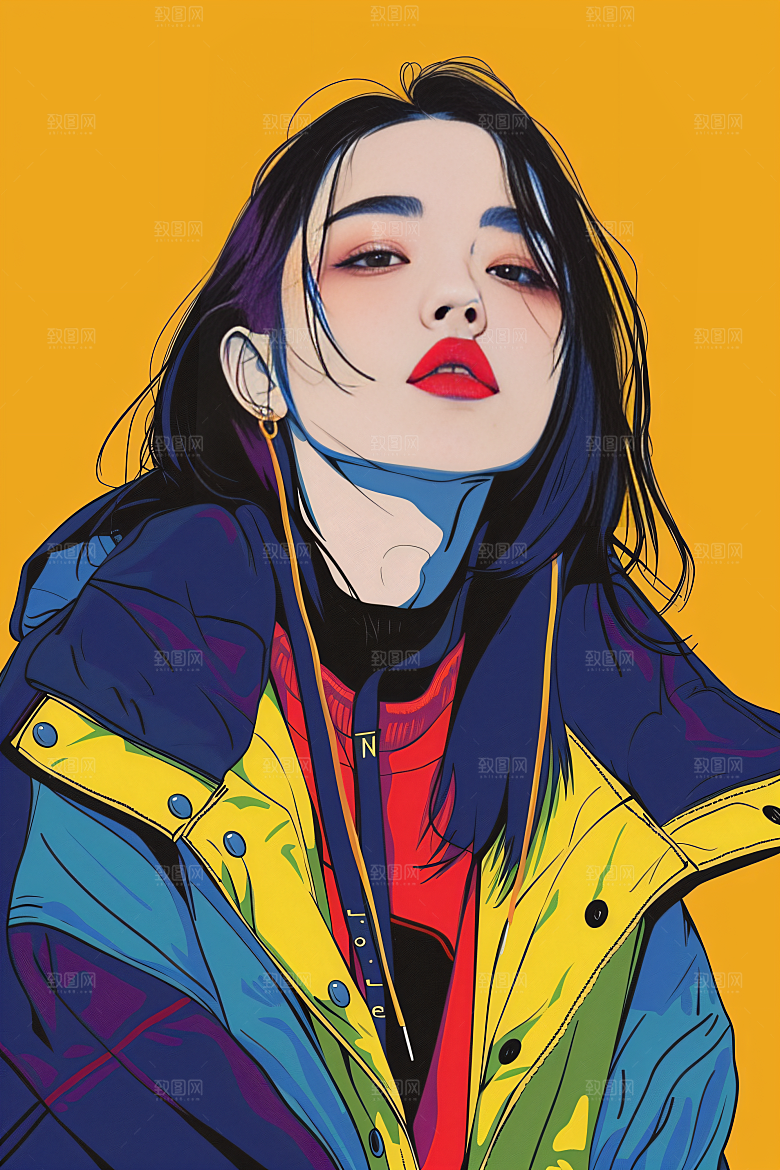 彩色潮流人物扁平风高清插画