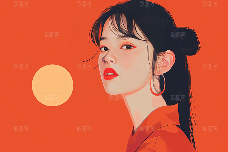 彩色潮流人物平面时尚插画