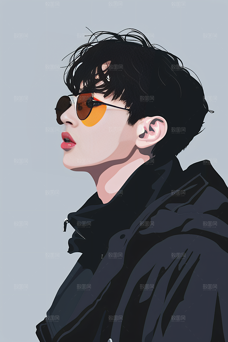 彩色潮流人物平面涂鸦插画