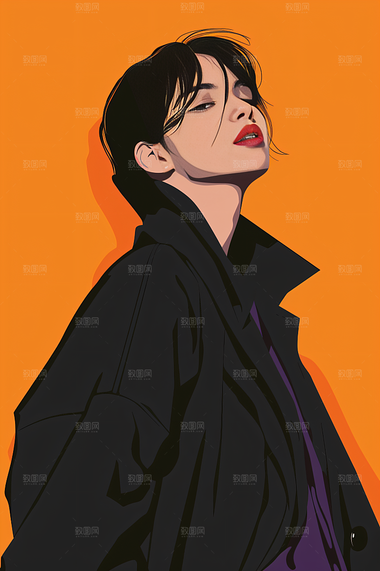 彩色潮流人物涂鸦平面插画