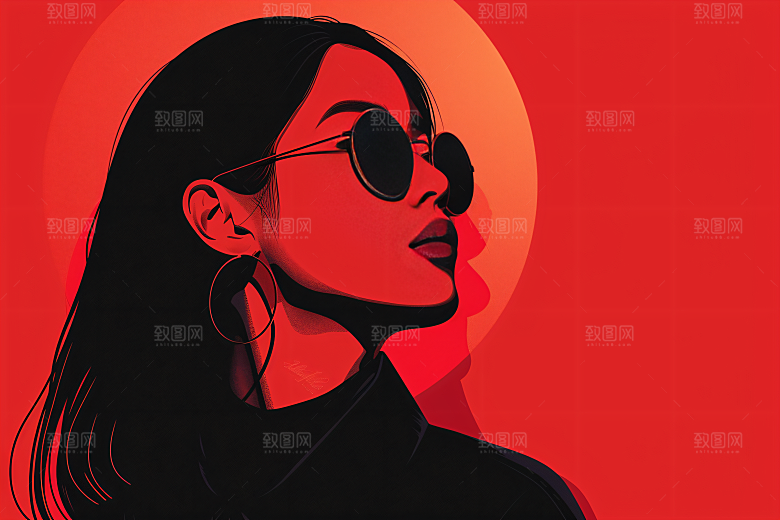 彩色潮流人物鲜明平面插画