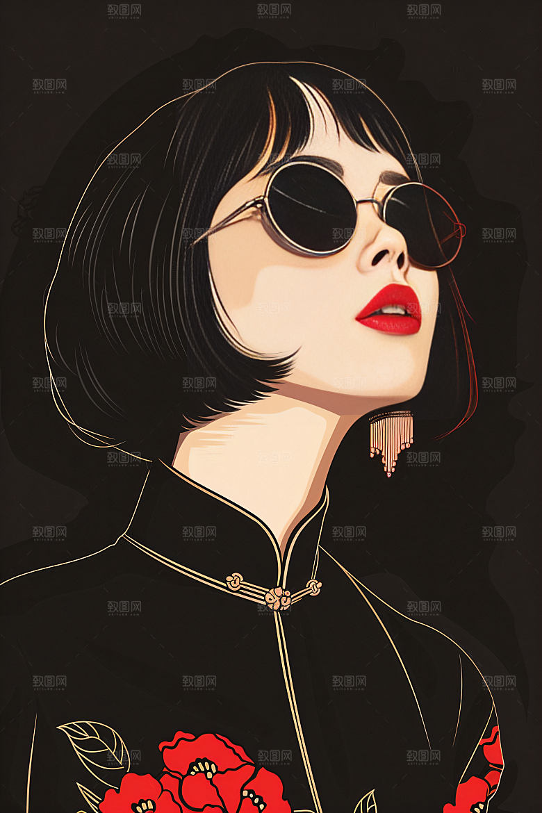 彩色潮流人物平面时尚插画