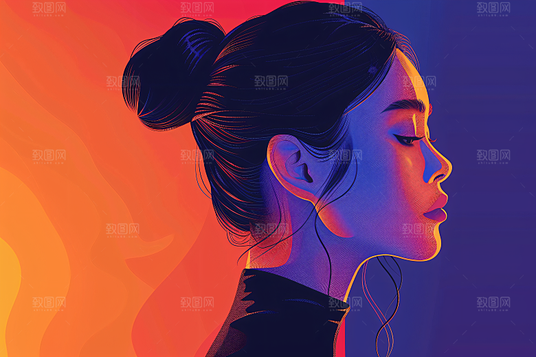 彩色潮流人物涂鸦扁平风插画