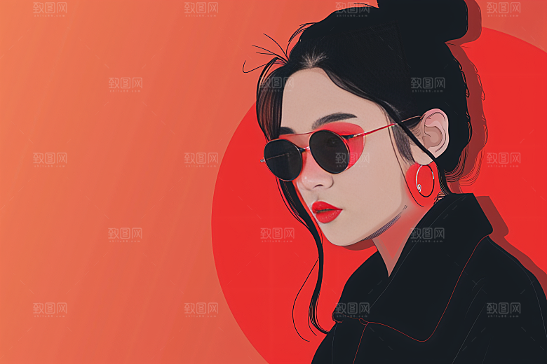 彩色潮流人物扁平风鲜明插画