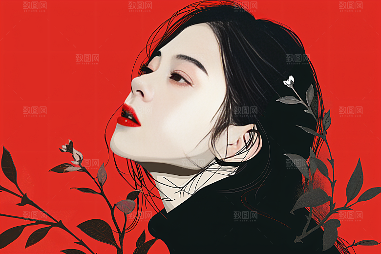 彩色潮流人物平面橙色插画