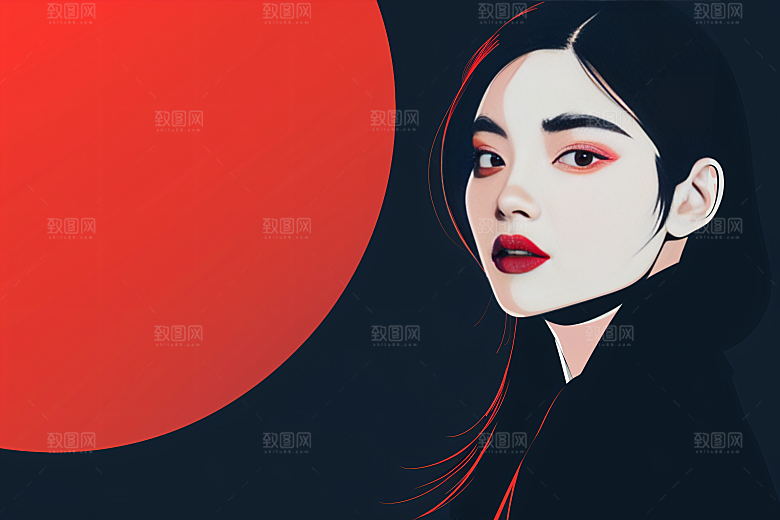 彩色潮流人物时尚对比色插画