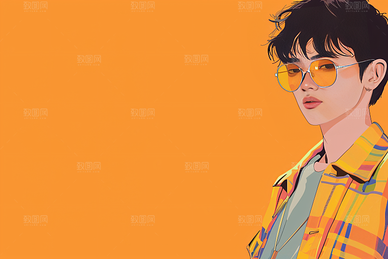 彩色潮流人物时尚平面插画