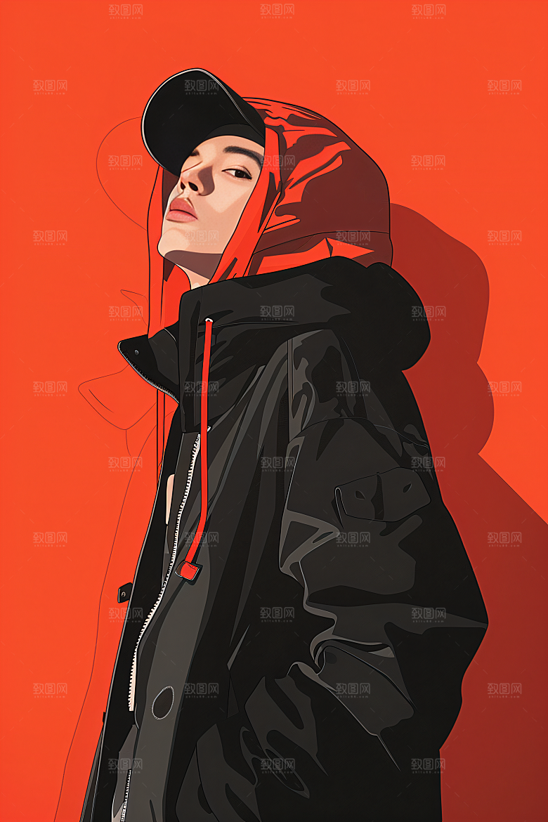 彩色潮流人物时尚平面插画