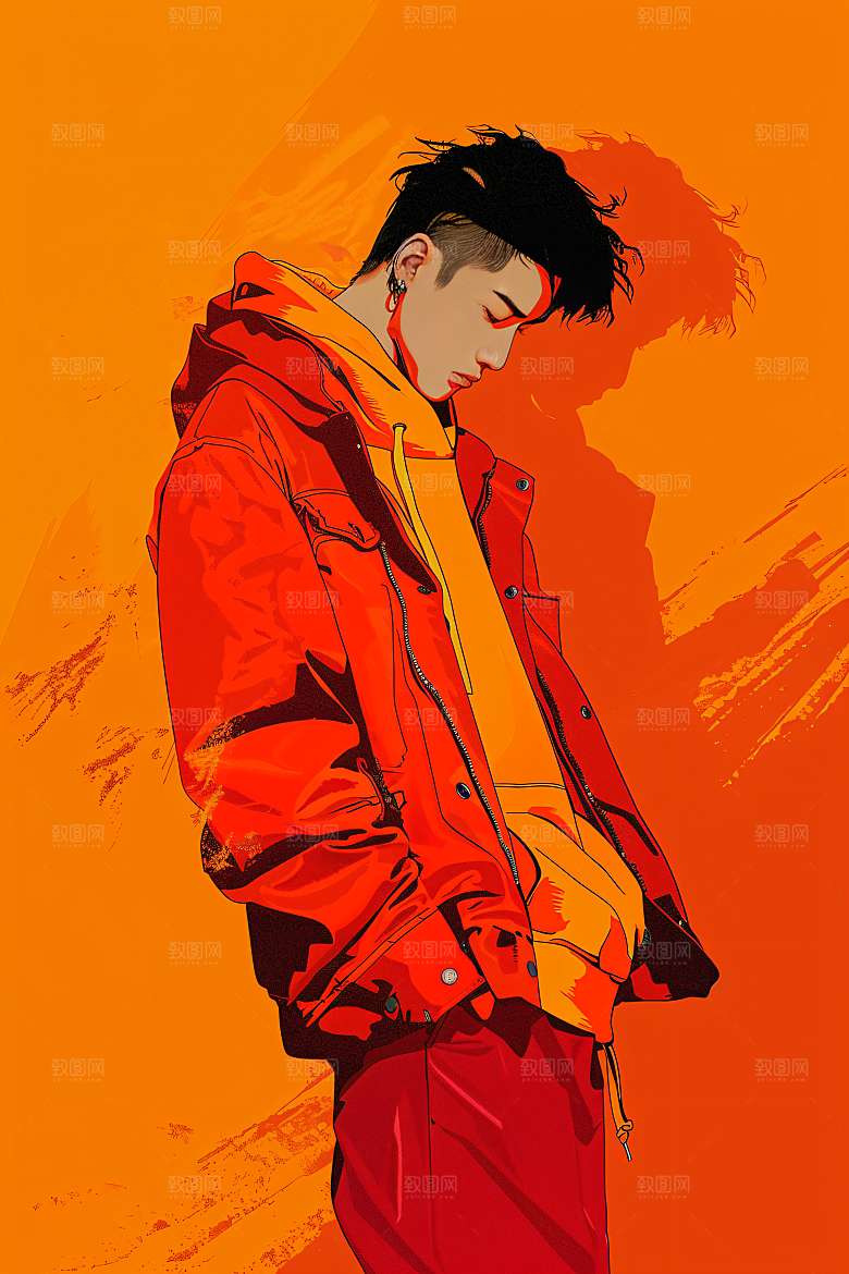 彩色潮流人物高清涂鸦插画