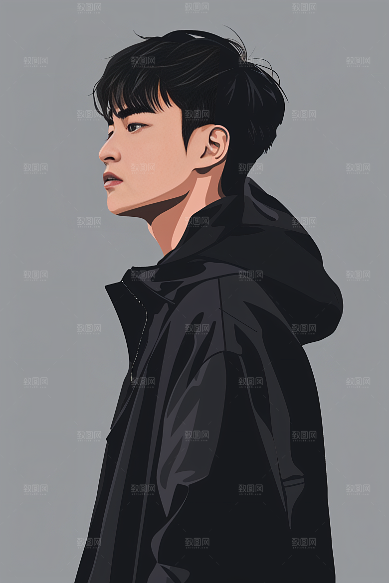 彩色潮流人物平面涂鸦插画
