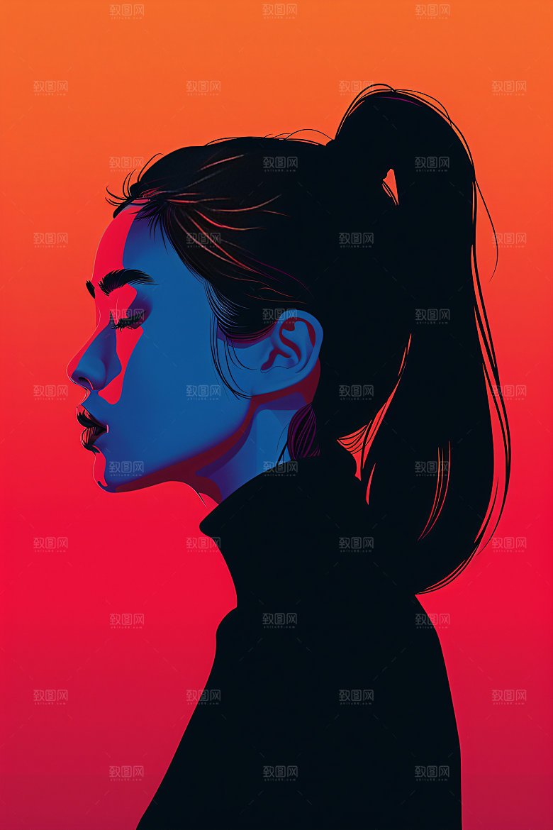 彩色潮流人物平面涂鸦插画