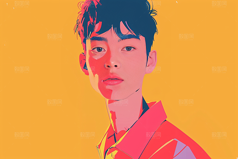 彩色潮流人物涂鸦扁平风插画