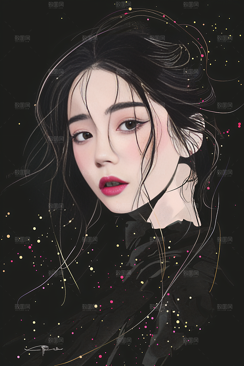 彩色潮流人物对比色橙色插画