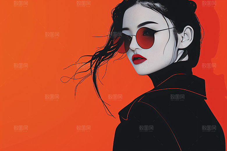 彩色潮流人物扁平风撞色插画