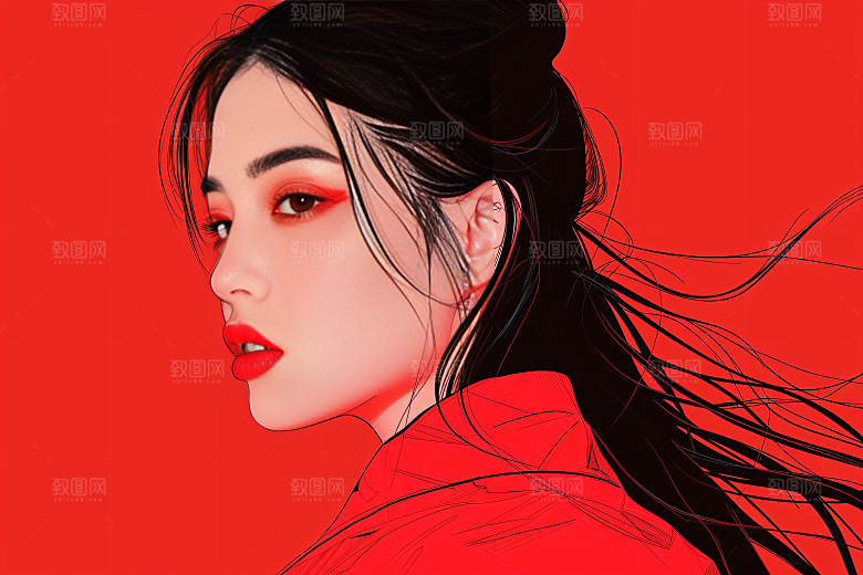 彩色潮流人物高清鲜明插画