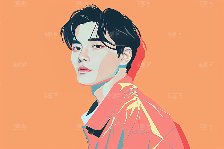 彩色潮流人物时尚鲜明插画