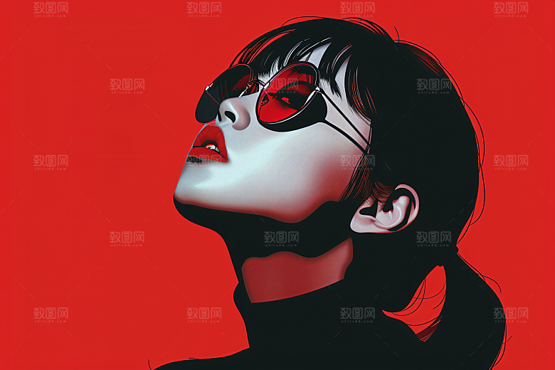 彩色潮流人物橙色高清插画