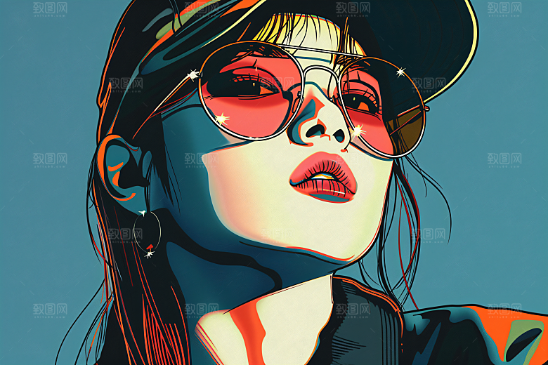 彩色潮流人物高清时尚插画
