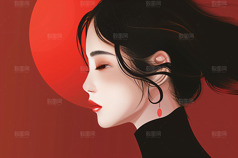 彩色潮流人物涂鸦对比色插画