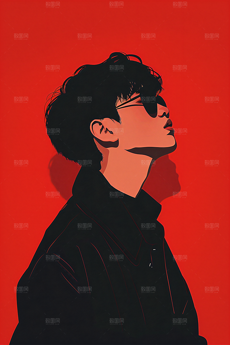 彩色潮流人物涂鸦鲜明插画