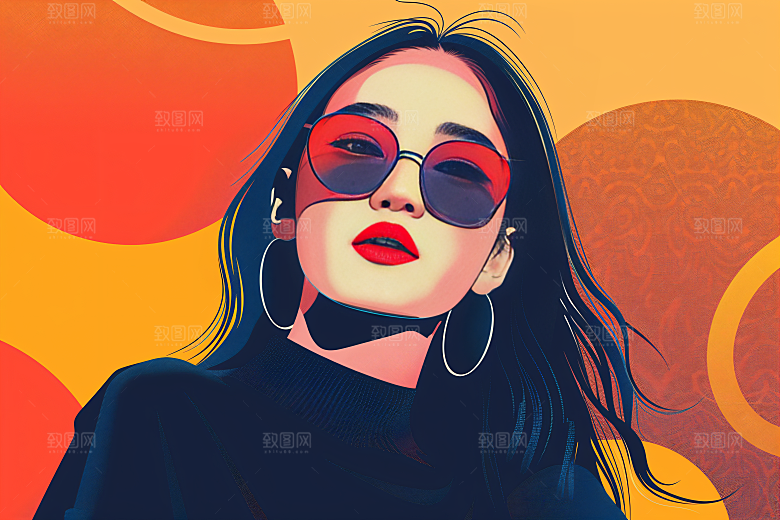 彩色潮流人物扁平风平面插画