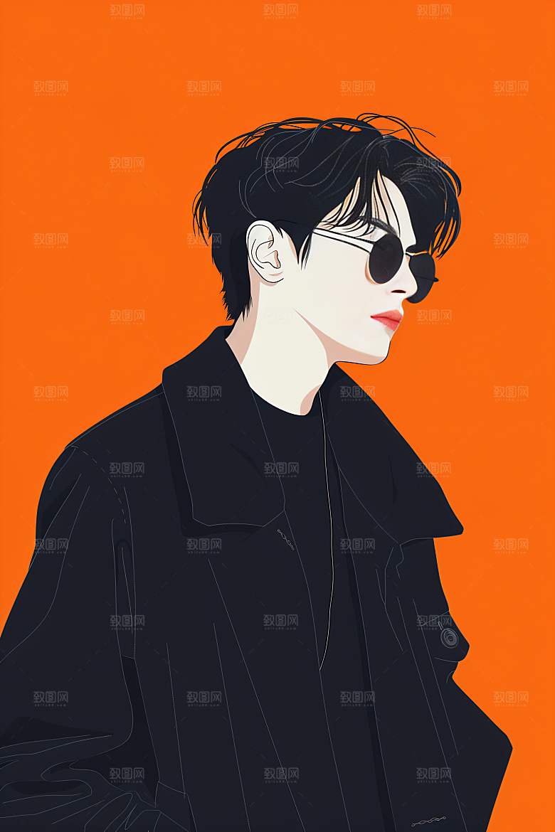 彩色潮流人物高清撞色插画