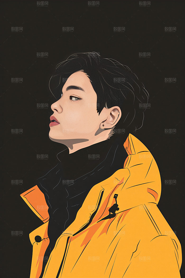 彩色潮流人物撞色鲜明插画