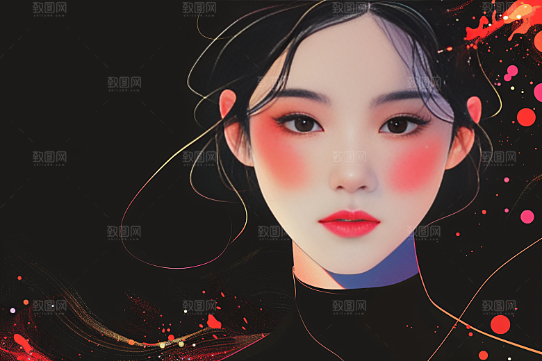 彩色潮流人物对比色涂鸦插画