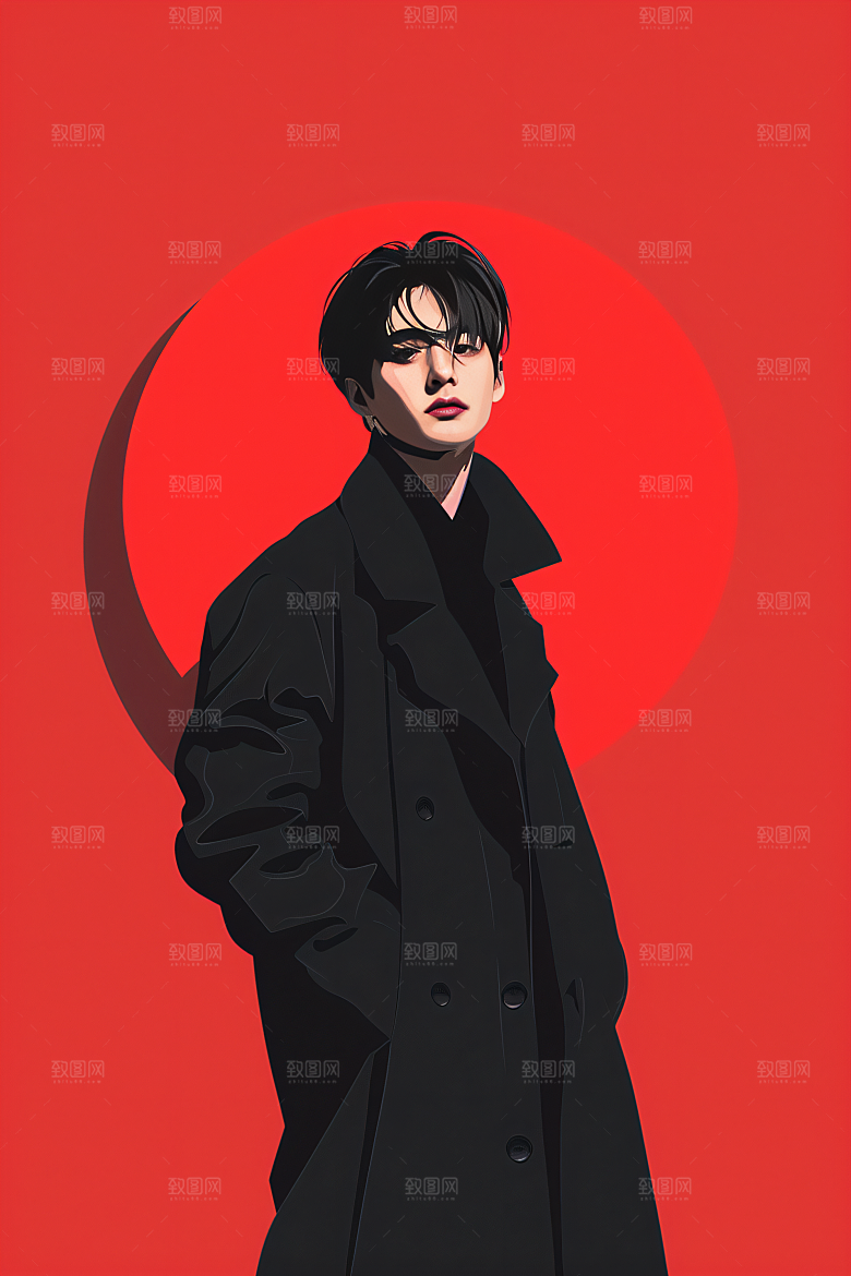 彩色潮流人物时尚涂鸦插画