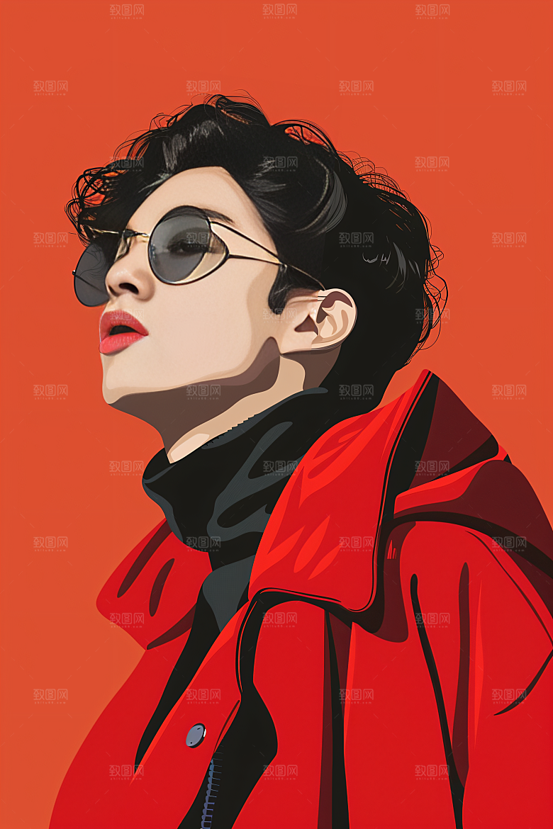 彩色潮流人物时尚涂鸦插画