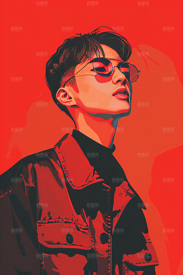 彩色潮流人物涂鸦鲜明插画